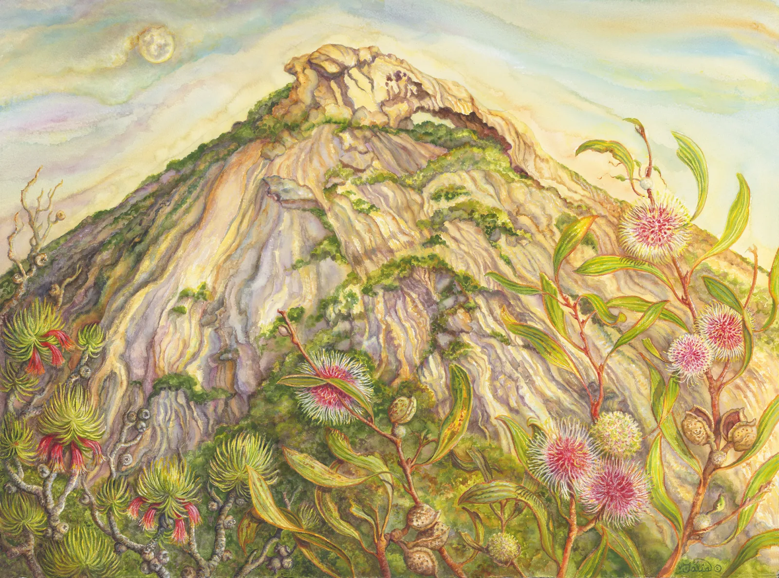 Artwork 35: Frenchman Peak at Sunset with the Full Moon Rising