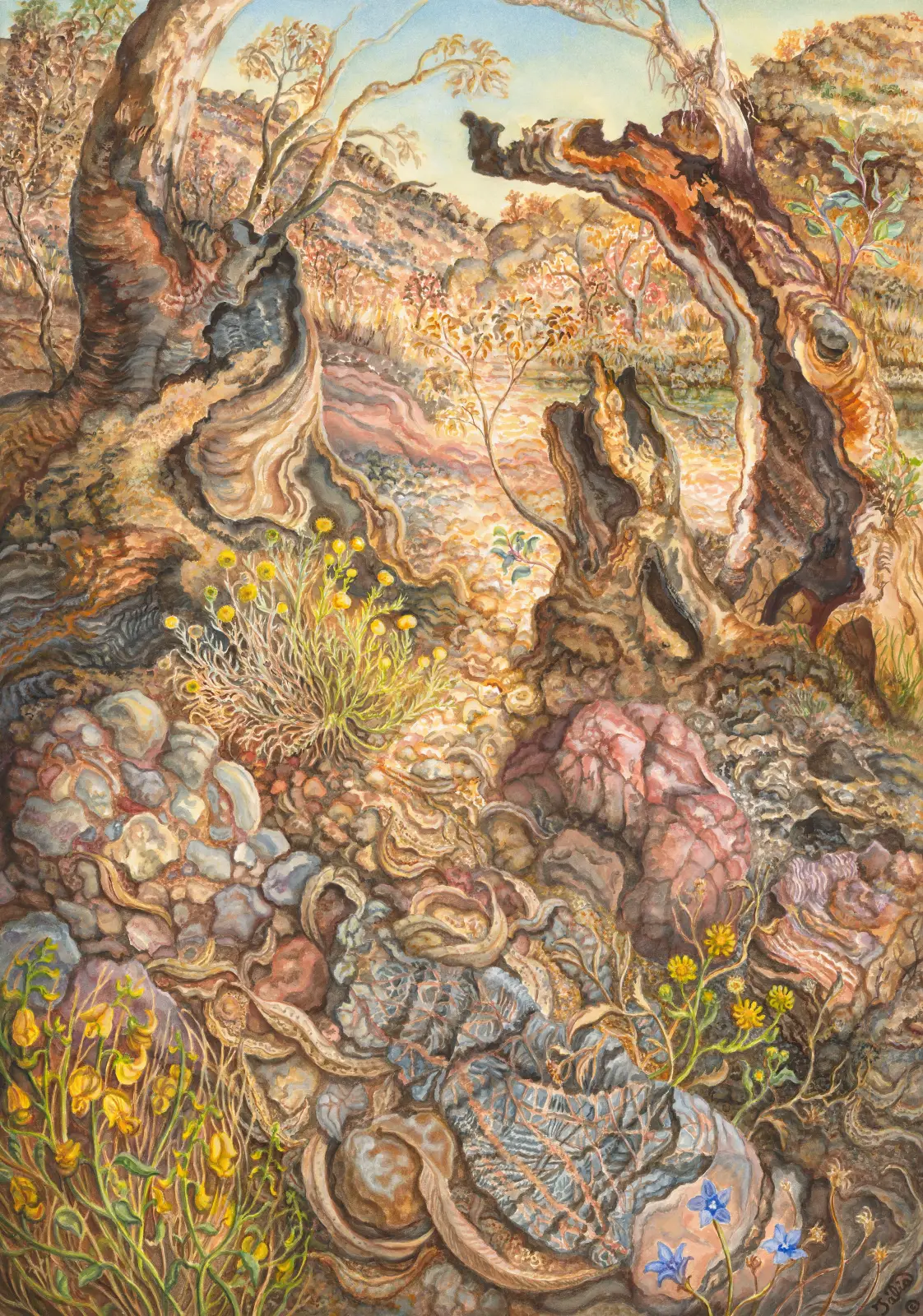 Artwork 58: Ellery Quintet: A Year in the Life of a Desert Oasis. IV— After First Rains: New Life in the Creek Bed