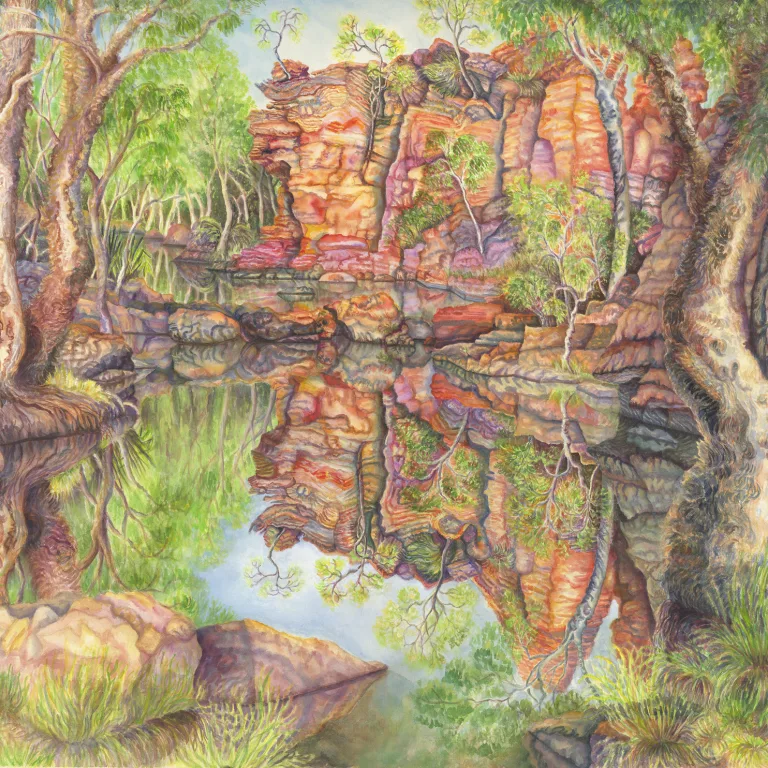 Artwork 45: “On a Clear Day…”—Old Paperbarks and Figs at Gateway Pool, Central Australia