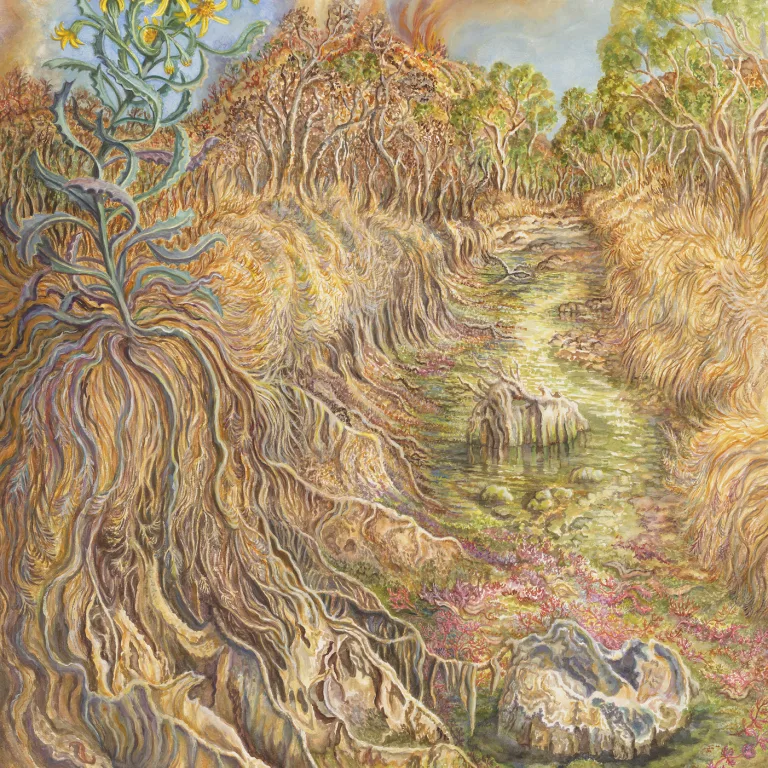 Artwork 56: Ellery Quintet: A Year in the Life of a Desert Oasis. II—From Drought to Fire